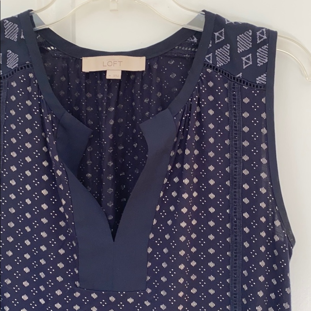 Loft navy sleeveless blouse medium